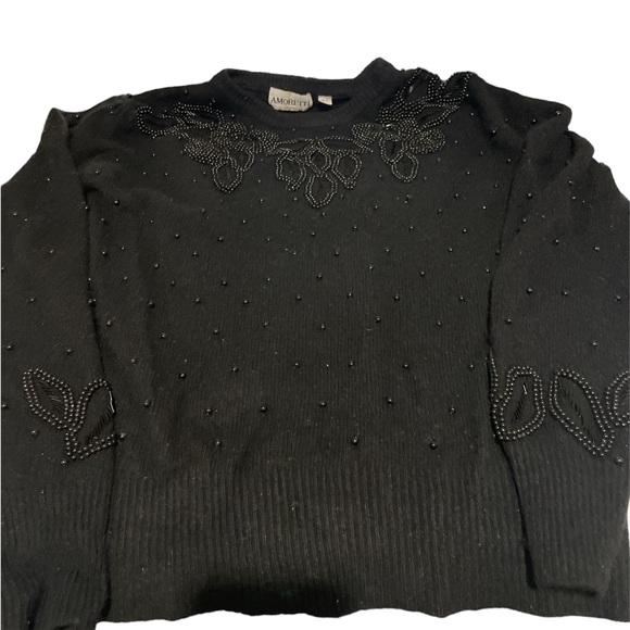 Vintage Amoretti Wool Black Beaded Sweater - Picture 8 of 11